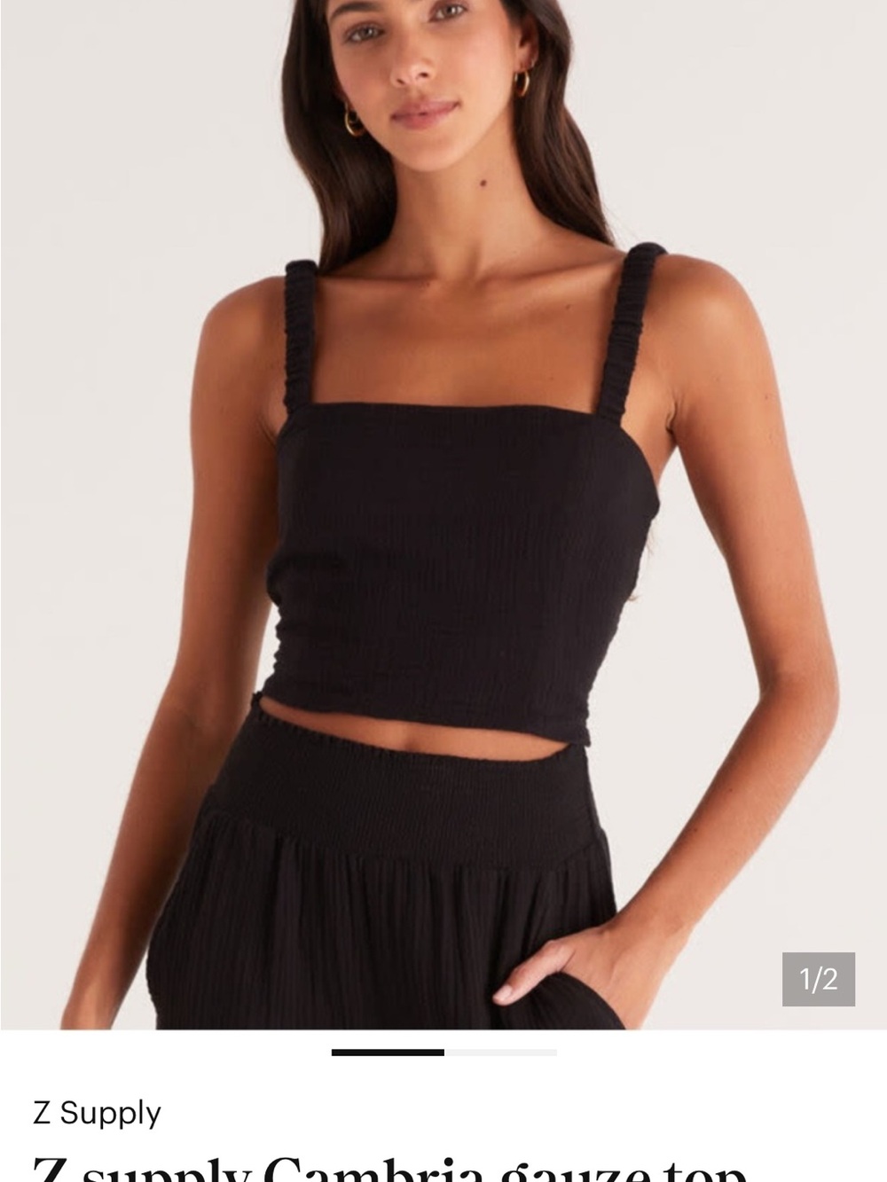 Z Supply Black Cambria Gauze Crop Tank - Sz M
